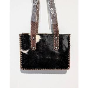 P & G Collection Black And White Cowhide Crossbody Bag w/ free wallet